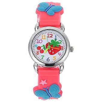 Girls Wrist Watch Cute 3D Design for Kids 2Pcs Rosy Casual