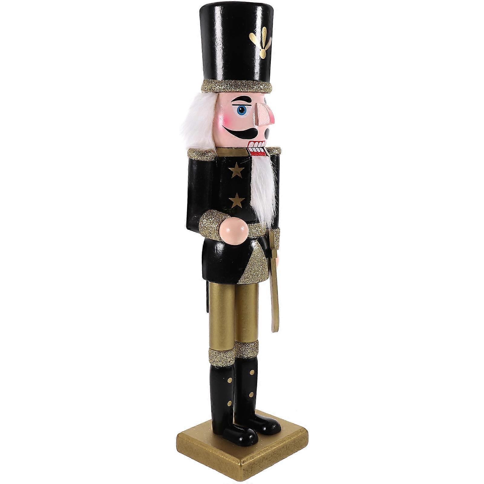 Black Wooden Nutcracker Decoration Christmas Nutcracker for 4Pcs