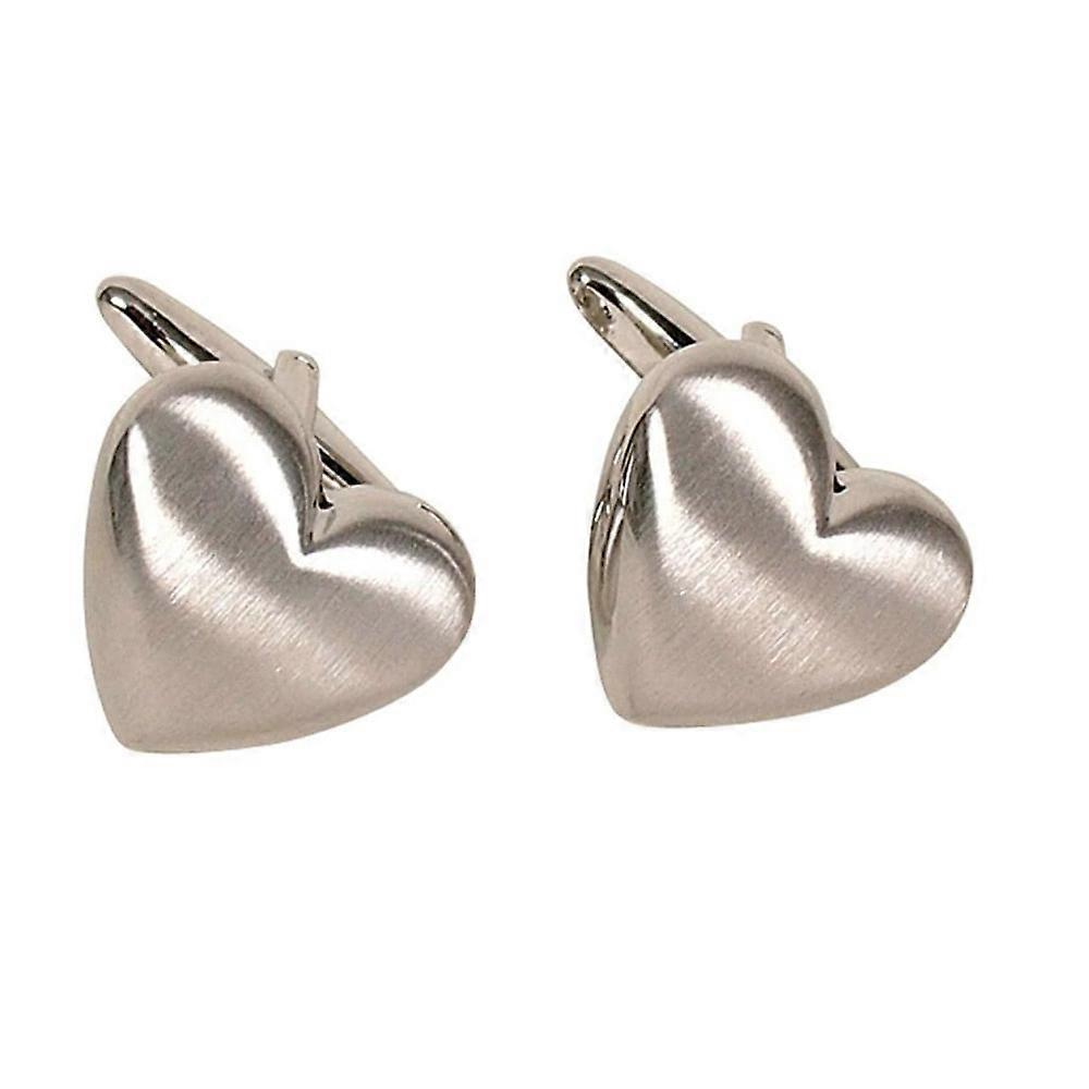 GDesign High Quality and Durable Brushed Finish Heart Design Button Cufflinks