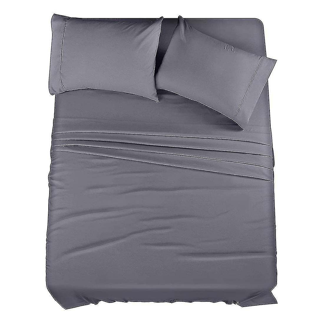 Full Bed Sheets Set - 4 Piece Bedding - Brushed Microfiber (gray)