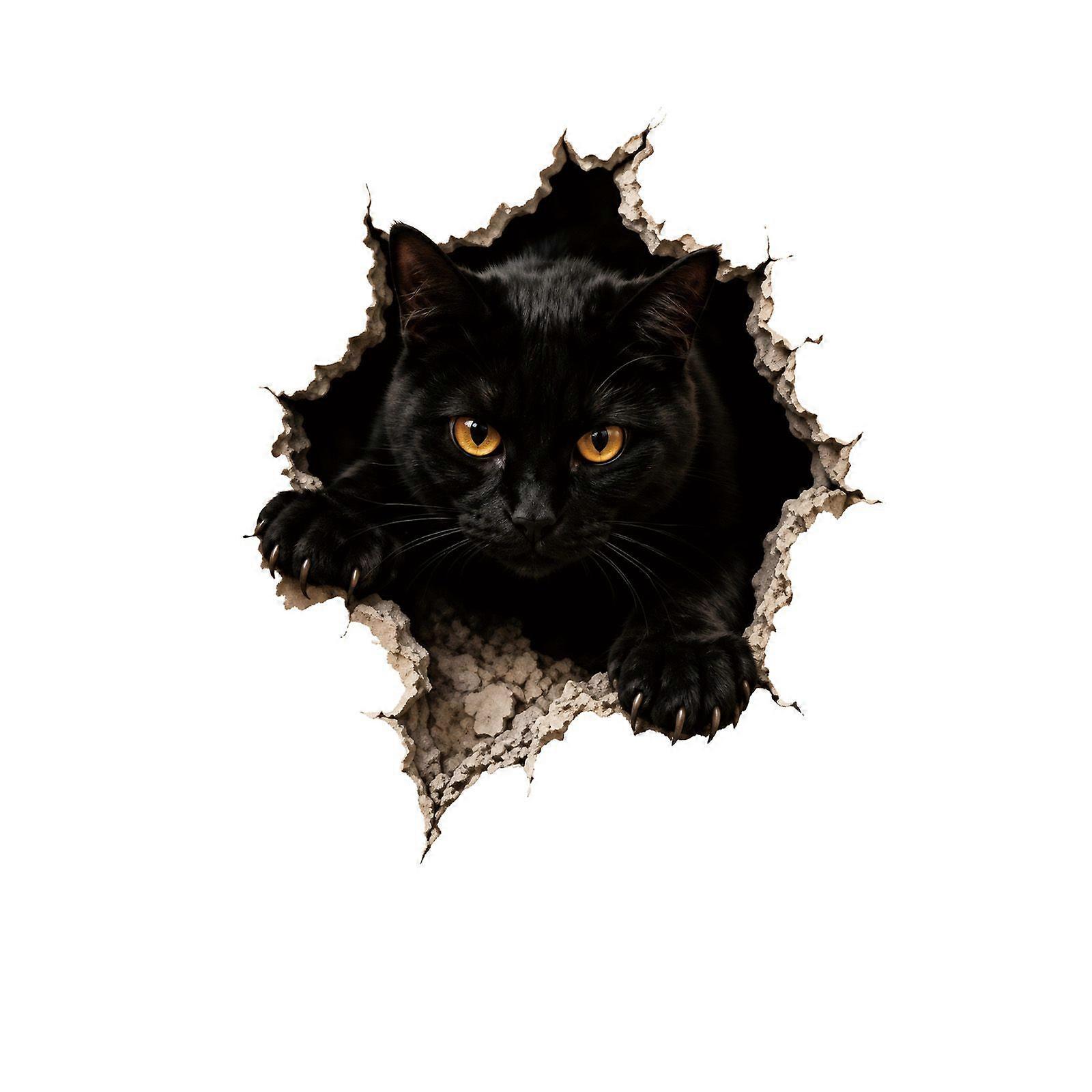 3D Wall Sticker On Halloween (Black Cat)