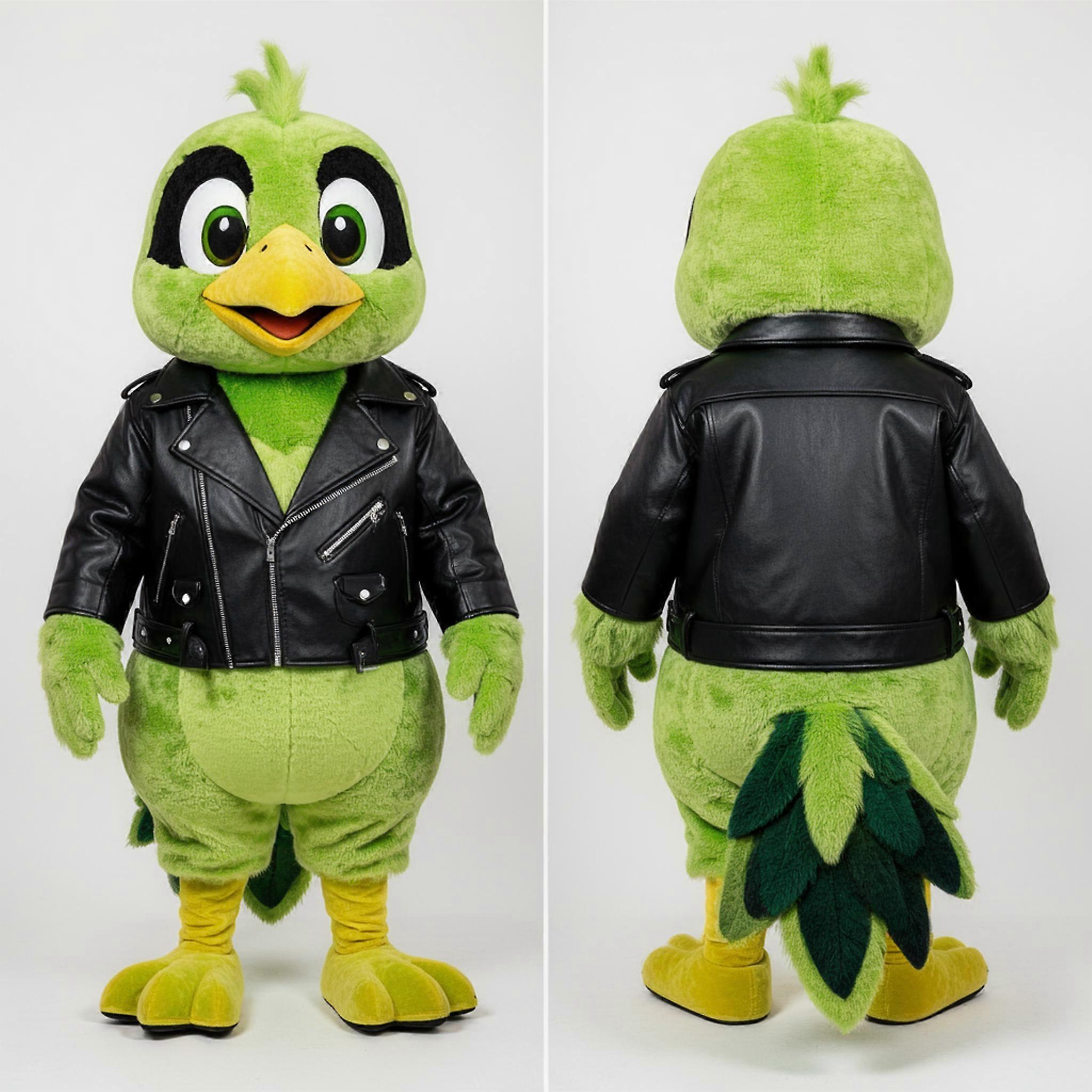 MASTICOT Lime Green Feathered Blackbird Mascot