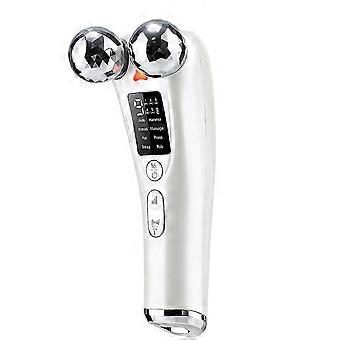 Facial Roller Massager 8 EMS Modes 5 Vibration Red Light 360 Rotating Rollers Eye Area Face Lifting LED Display Base#b