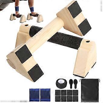 Set of 2 wooden push-up grips, non-slip and capable of supporting up to 300 kg.