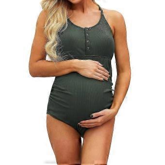 Kvinnor Moderskap Badkläder Gravid One Piece Baddräkt Solid Bikinis
