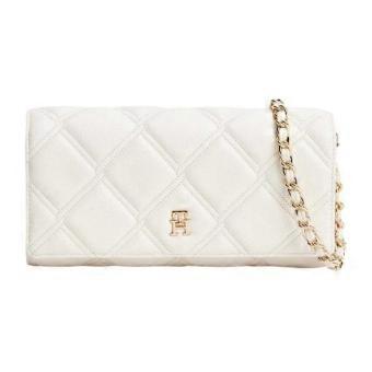 Tommy Hilfiger Womens Quilted Monogram Wallet On Chain