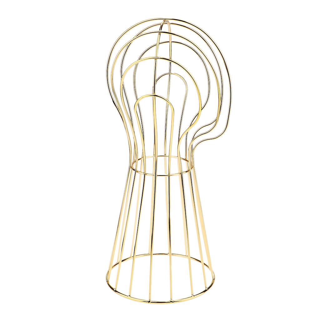 20'' Freistehende Metall-Schaufensterpuppe Kopfständer Hutkappe Display Rack Perückenhalter Gold