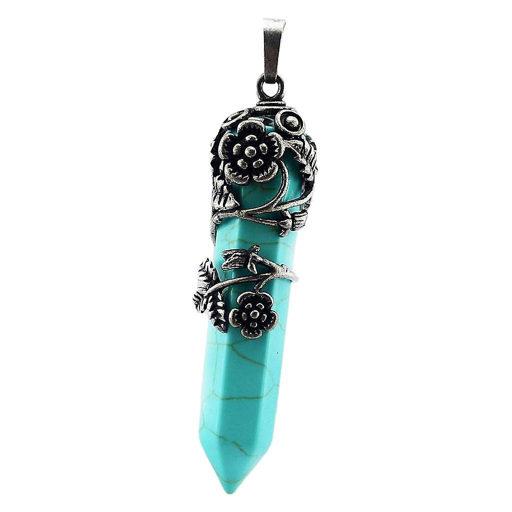 fleur enveloppée hexagone pendentif en cristal naturel pour collier pendentif jaune