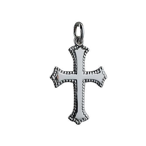 Silver 26x19mm plain Cross with embossed border