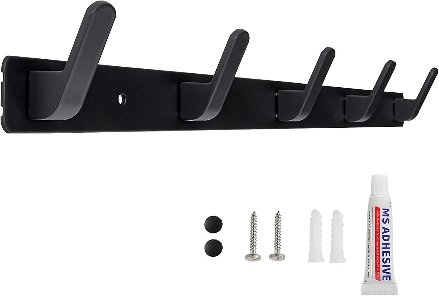 Wall coat rack Wall coat hook with 5 hooks for entrance bathroom kitchen two installation methods