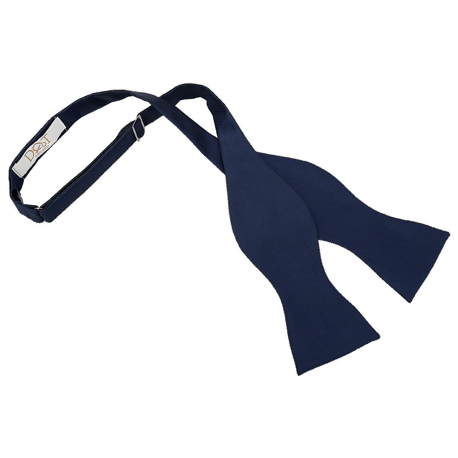 Navy Blue Solid Check Self-Tie Bow Tie