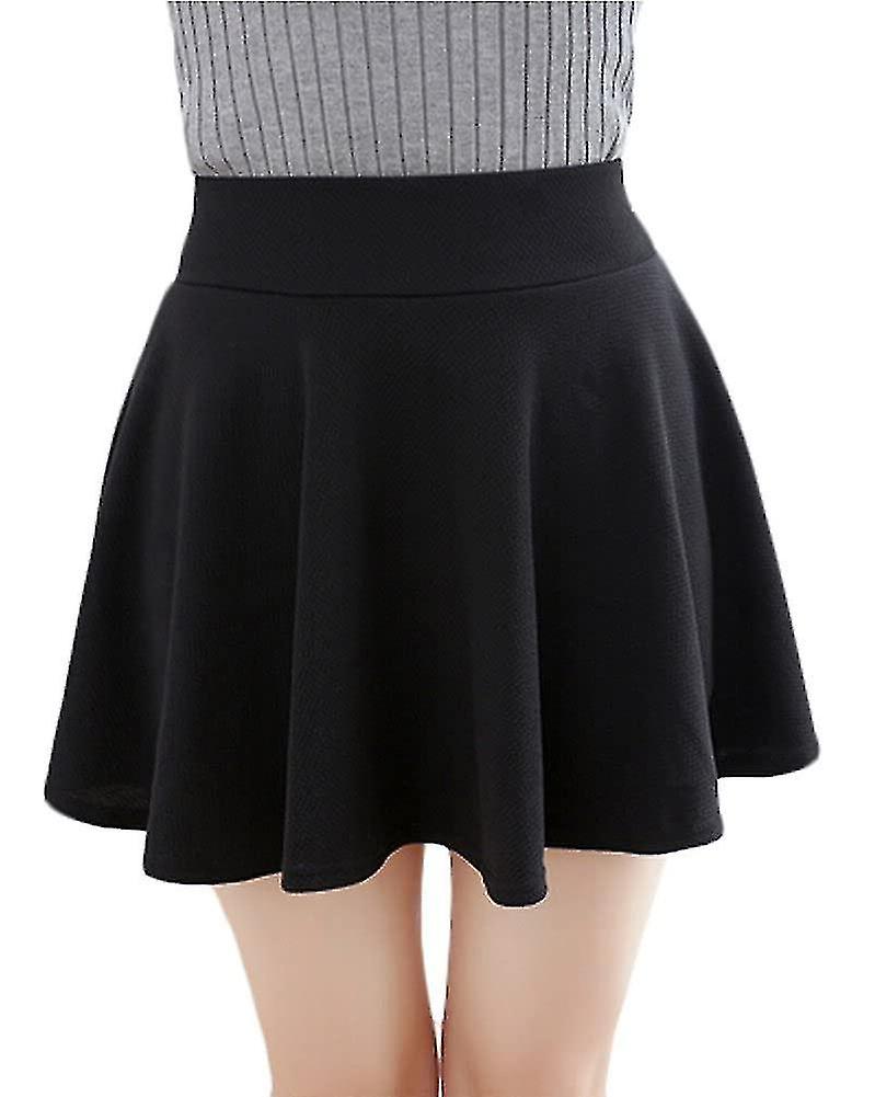 Women's Basic Solid Stretchy Flared Casual Mini Skater Skirt-xl