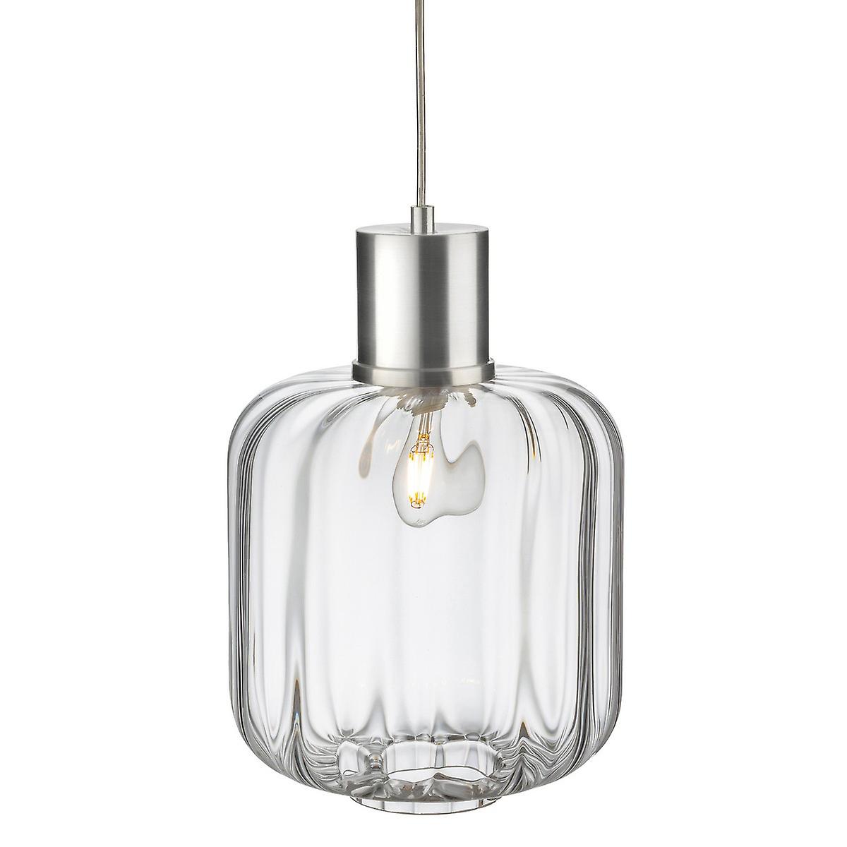 Firstlight Eton Pendant Light Aluminium with Clear Glass