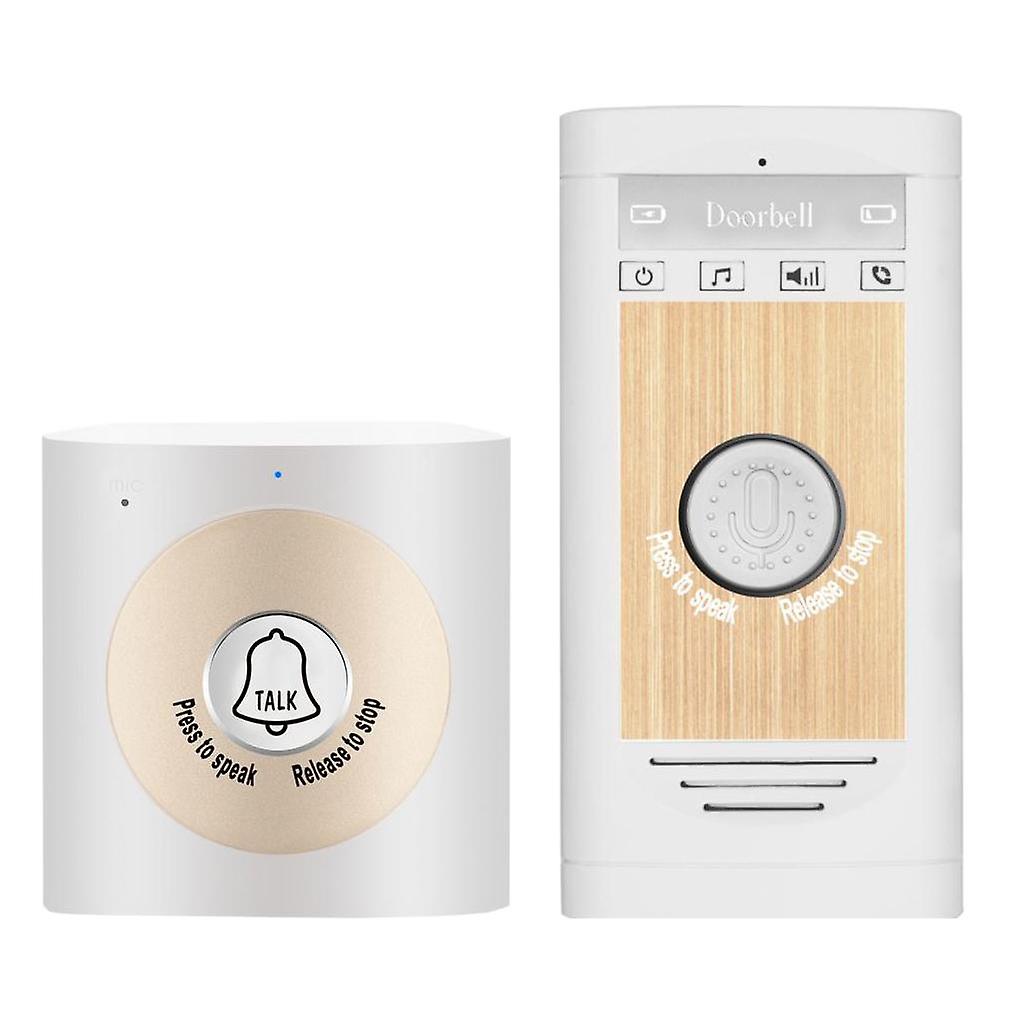Wireless Intercom Doorbells Two-Way Talk Doorbell Interphone White-Golden