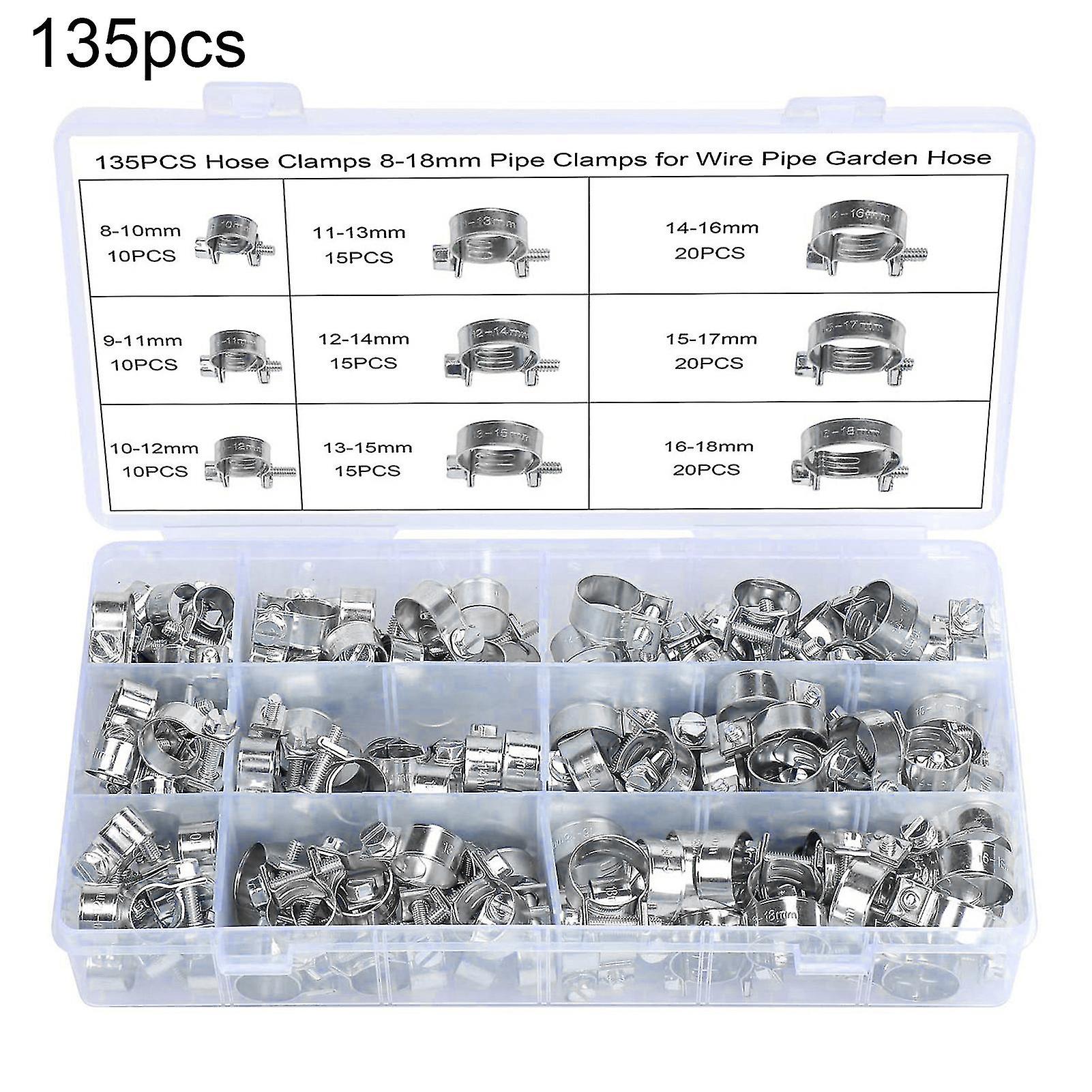 135pcs/set Compact Hose Clamp 9 Different Diameters Widely Used Powerful Fuel Line Clamp For Oil Pipes