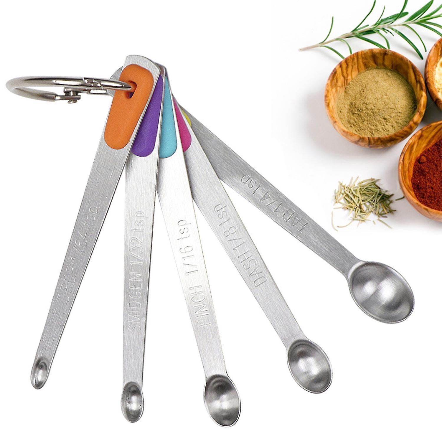 ZHOUBA 5Pcs/Set Mini Measuring Spoon Colorful Silicone Long Handle Precise Measurement Scoops