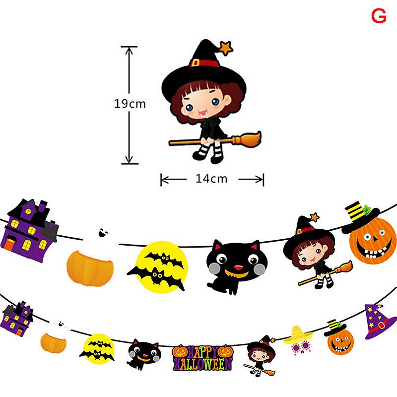 Halloween Home Party Decoration Props Pumpkin Witch Banner Hanging Flag Craft
