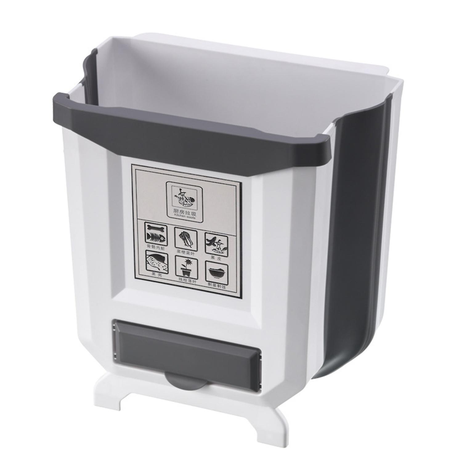 8L Wall Mounted Trash Can for Kitchen, Bathroom, RV, Foldable with Lid