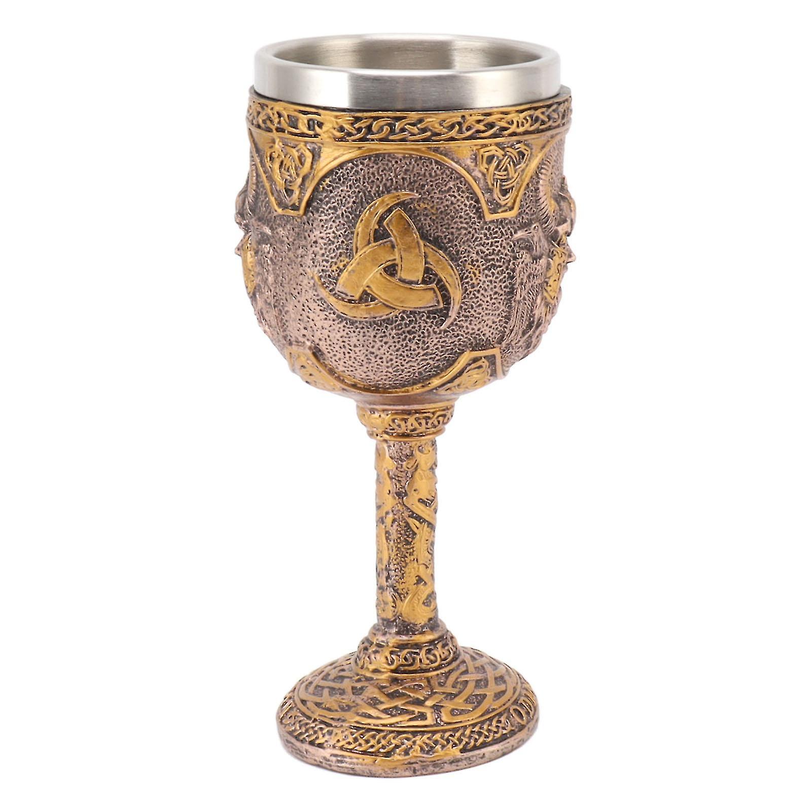 Nordic Viking Goblet Retro Resin Stainless Steel Beer Cup for Cocktails Whisky