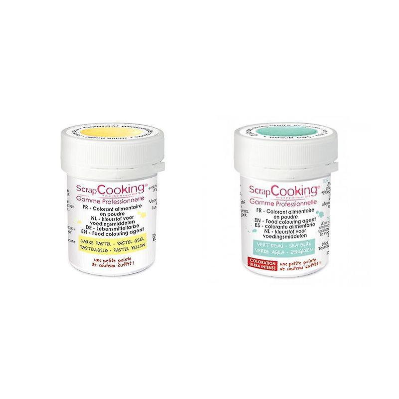 2 powdered food colorings - sea green-pastel yellow