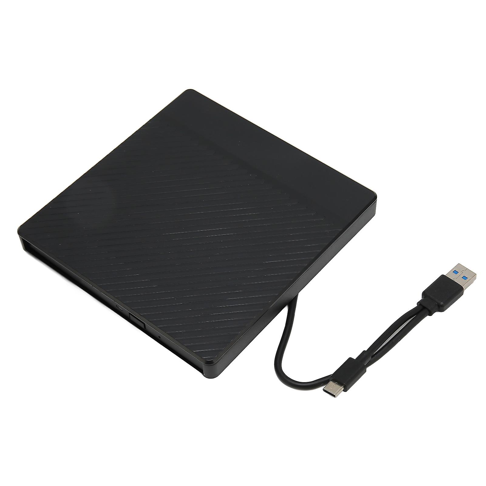 9.5mm External DVD Drive USB 3.0 Portable CD ROM Rewriter with Type A and Type C Interface 5Gbps High-Speed Data Transfer
