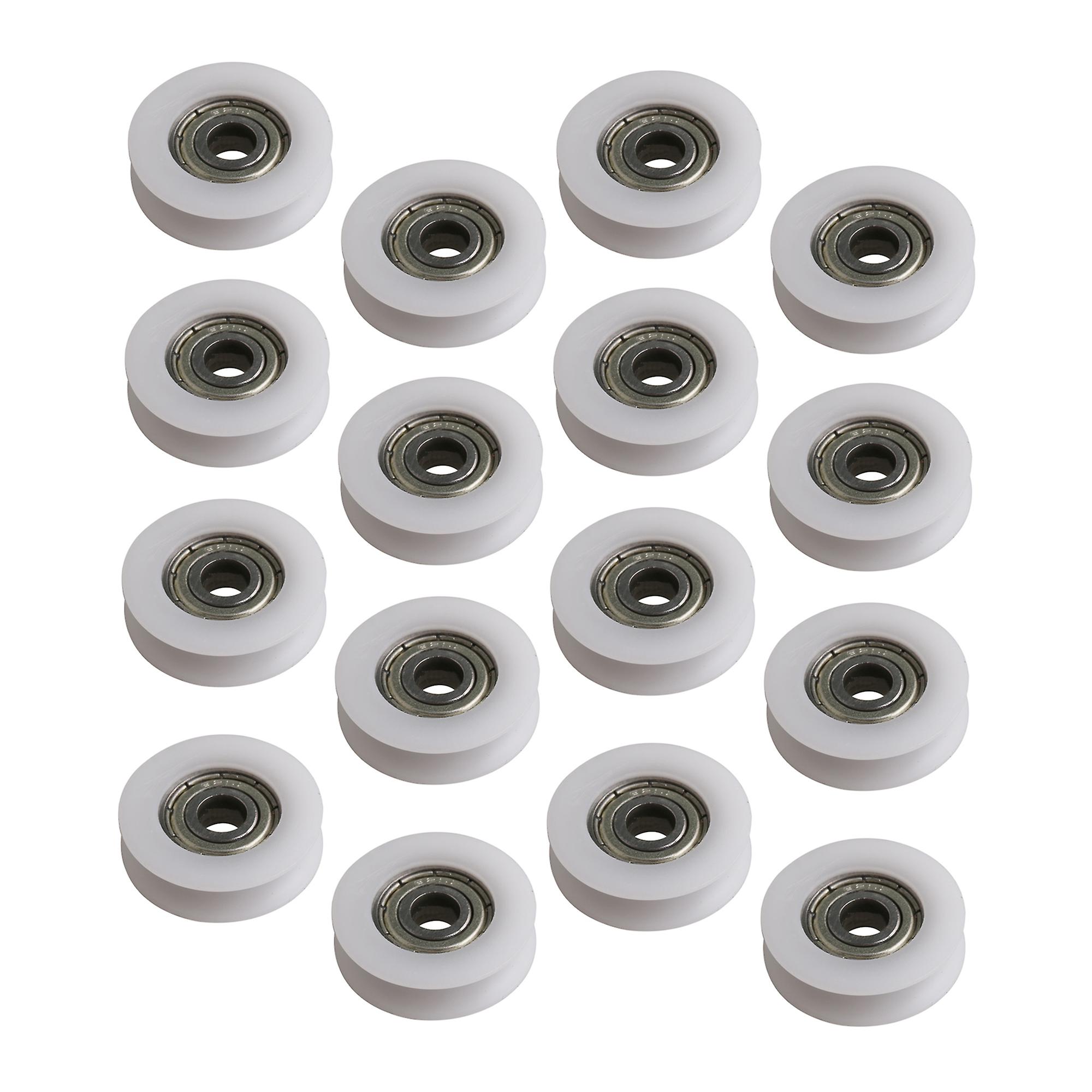 16pcs Engineering Plastics White Groove Bearings Track Roller Bearing