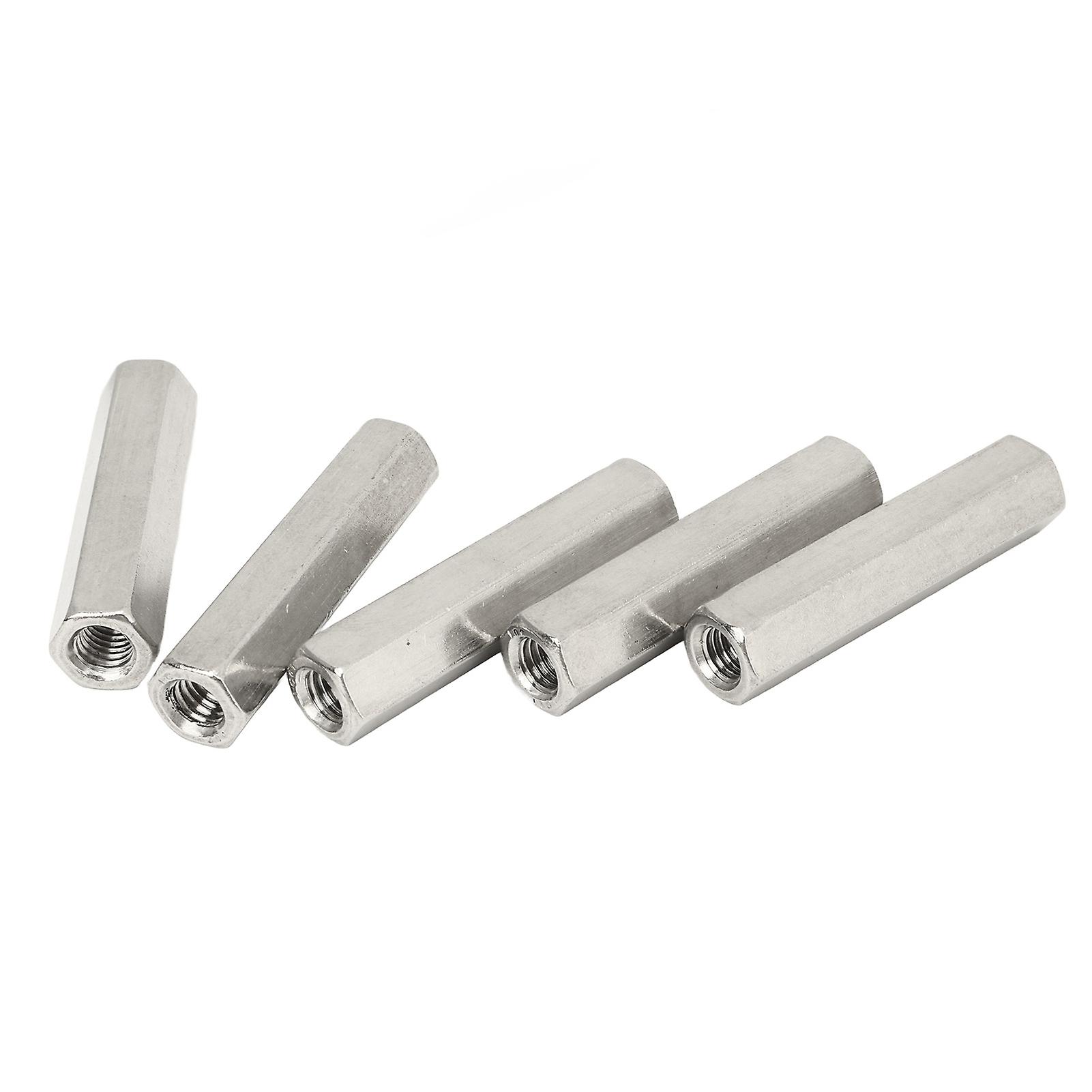 5Pcs M8 x 1.25 Hex Coupling Nut Silver 304 Stainless Steel Kit