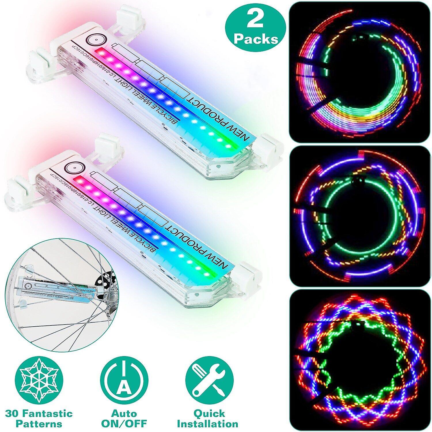 2Pcs 30 Patterns 32 LED Flashing Colorful Bicycle Bike Wheel Spoke Signal Light