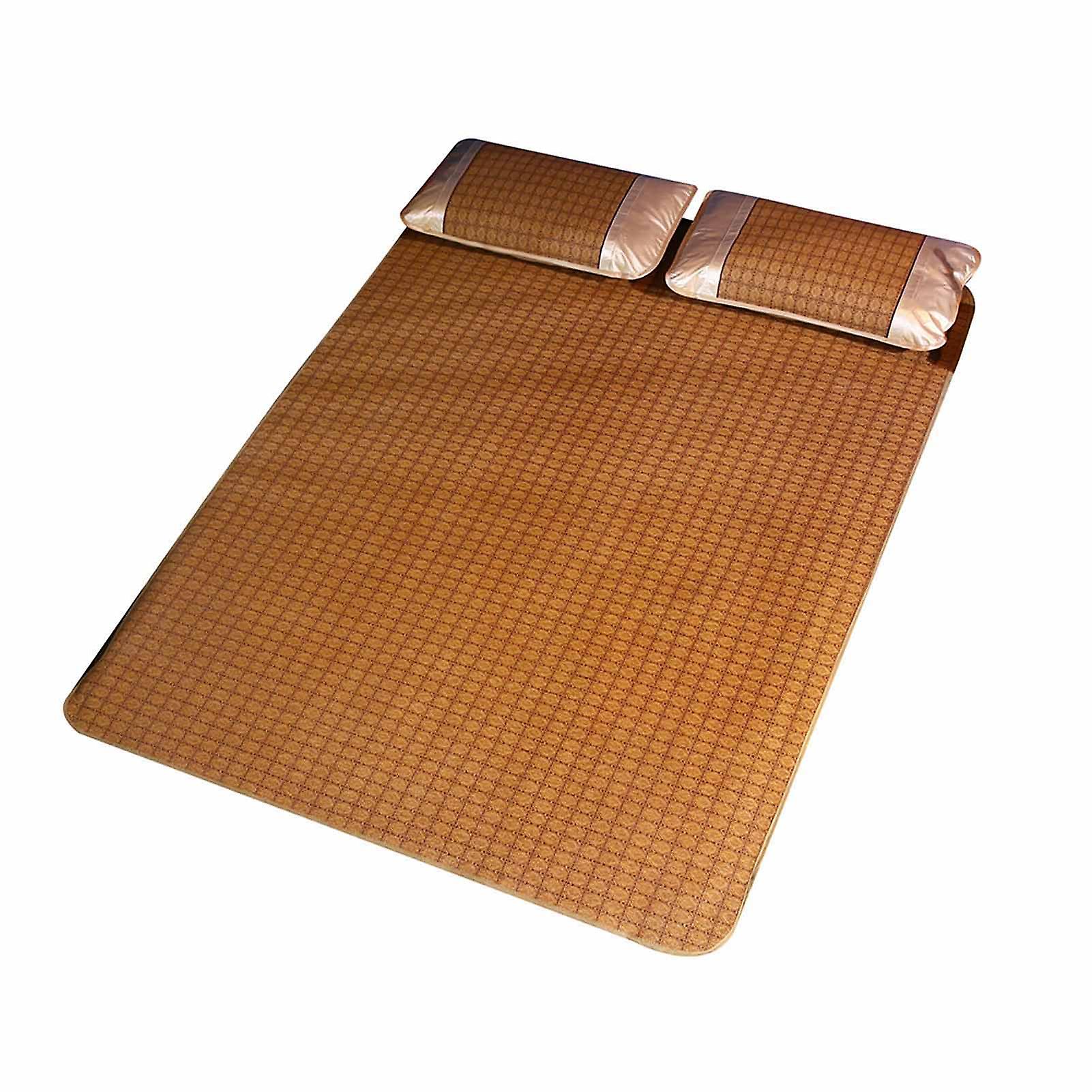 Home Textile Rattan Mat Grid Fitted Sheet Set Summer Cool Bed Cover (180*200cm Pillowcase*2)