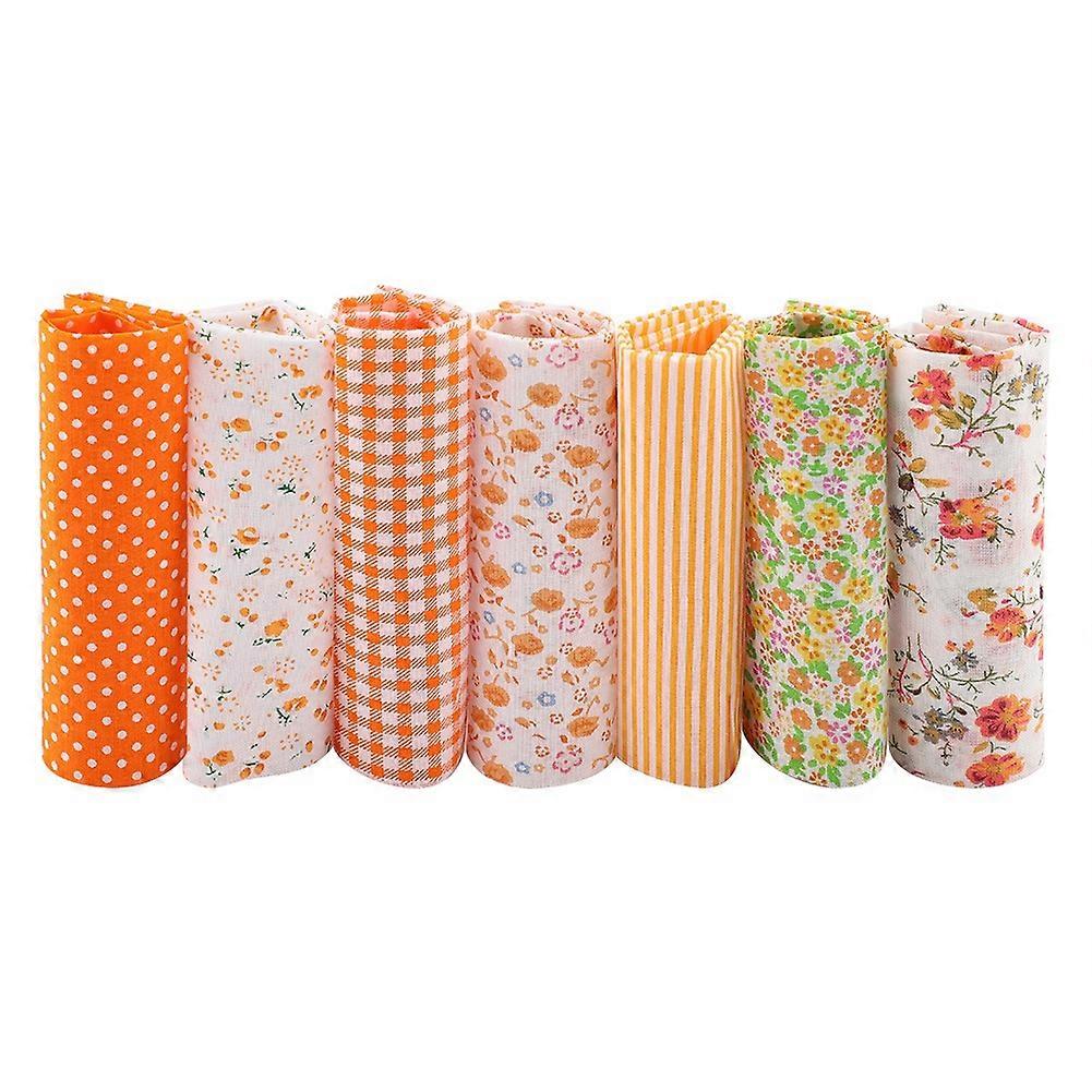 Rankomu 7 Pieces Cotton Fabric DIY Multiple Patterns Square Assorted Pre-cut Bedding Set Room Pack, 9.8x9.8 Inches (25x25cm)(9.8 x 9.8inch)