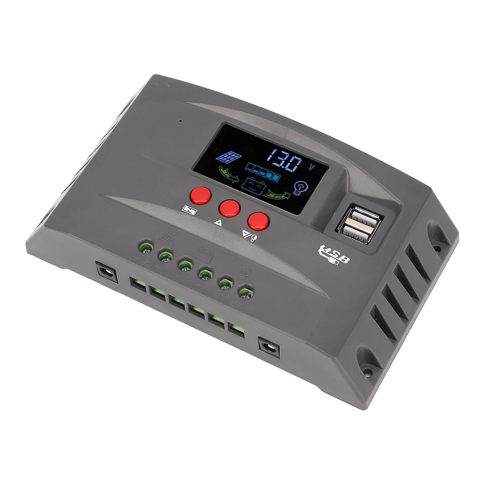 Solar Charge Controller MPPT Tracking Charging 12V 24V Automatic Adaptation LCD Solar Panel Regulator with 2 DC USB 30A