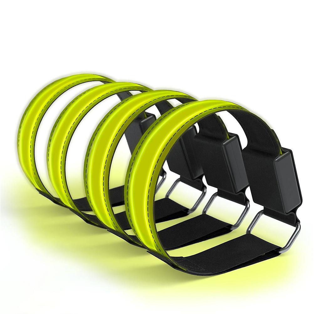 4-Pack USB Rechargeable Reflective Armbands with 3 Light Modes for Runners & Cyclists