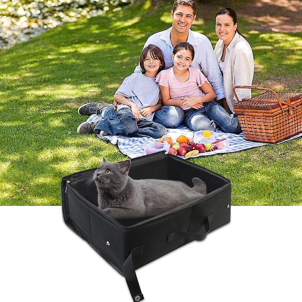Portable bin for transporting kittens and cats. Light, robust, waterproof, foldable (black)