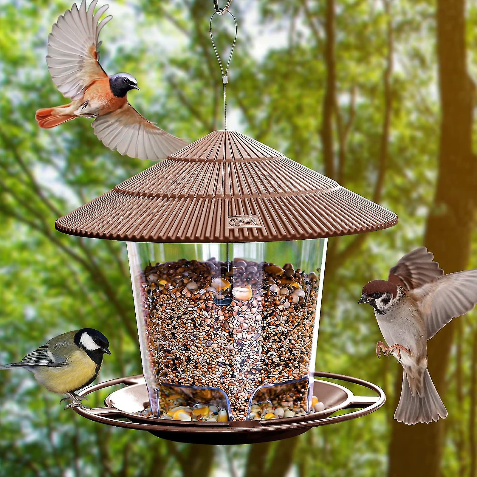 Weatherproof Bird Feeder House - Hanging Wild Bird Feeder In Brown