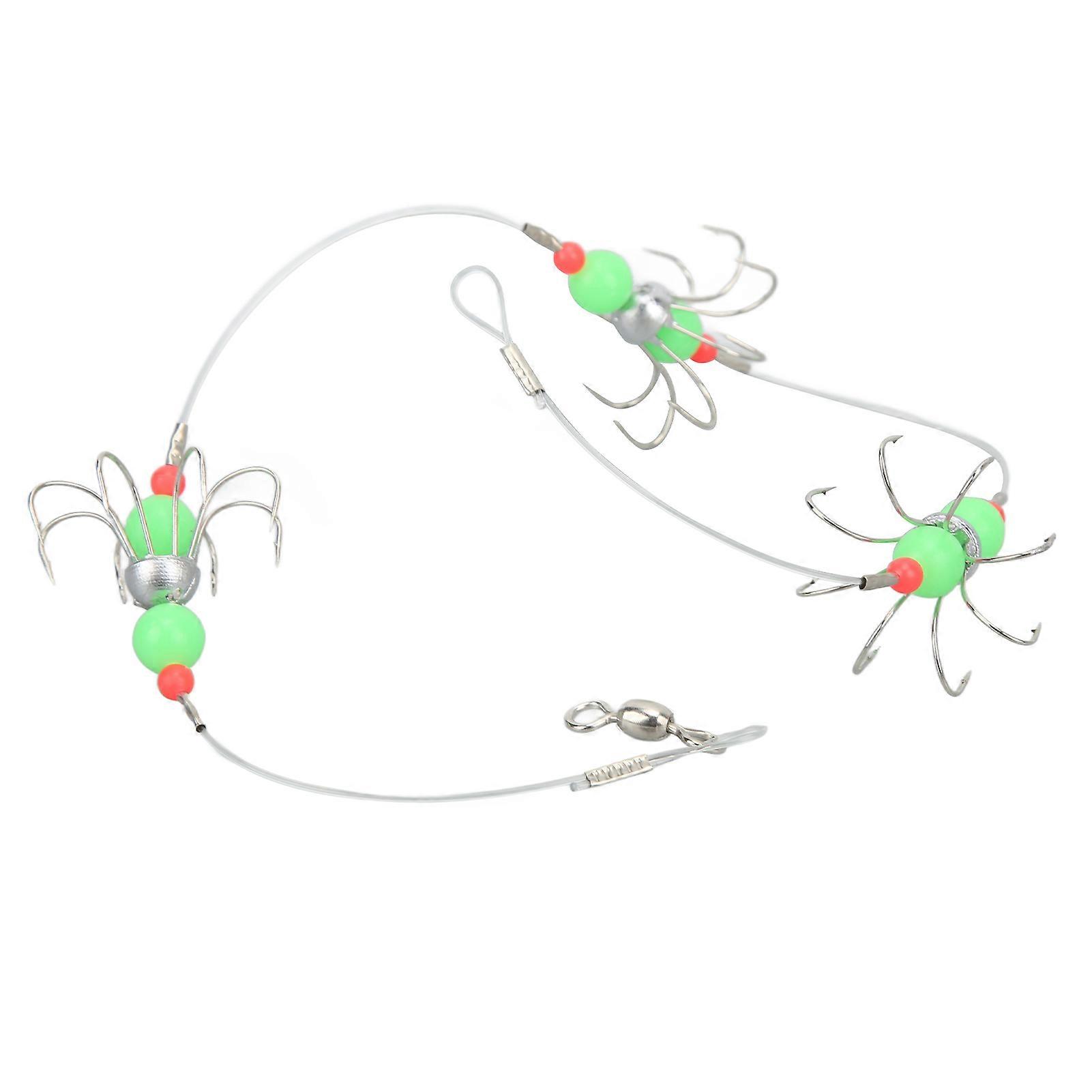 Luminous Octopus String Hook High Carbon Steel Fishing Barbed String Hook Fishing Tackle Gear for Outdoor Fishing