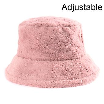 Winter Cow Leopard Faux Fur Fluffy Bucket Hats Women Outdoor Warm