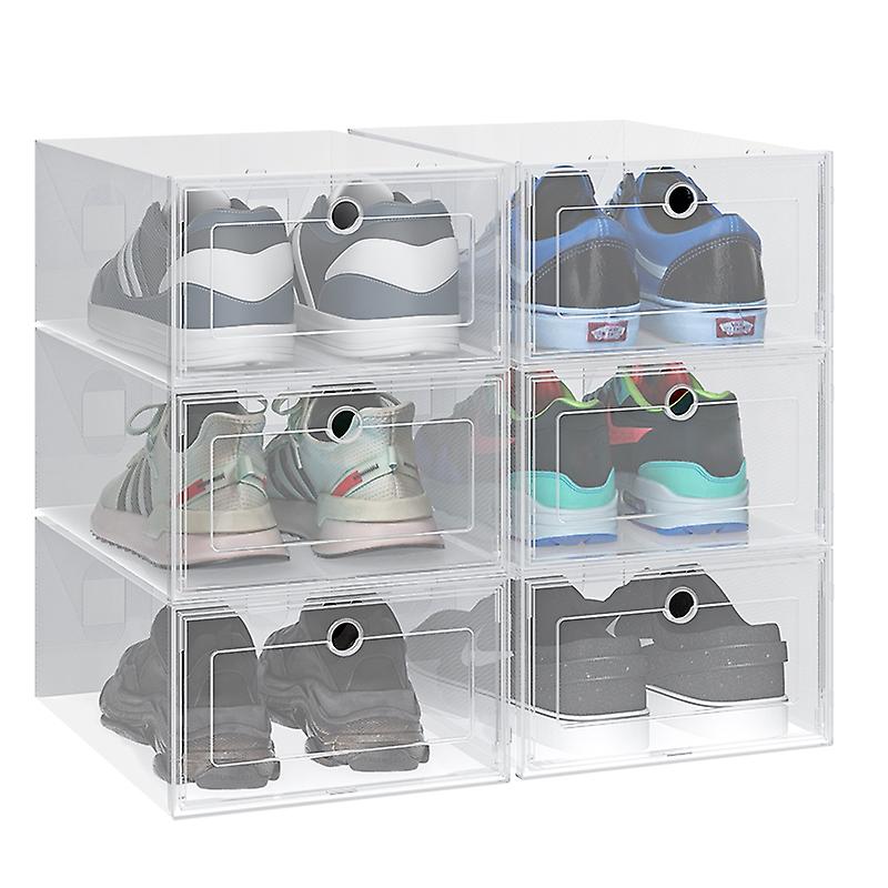 6pcs/set Transparent Plastic Shoes Case Thickened Drawer Case Plastic Shoe Boxes Stackable Box Shoe 