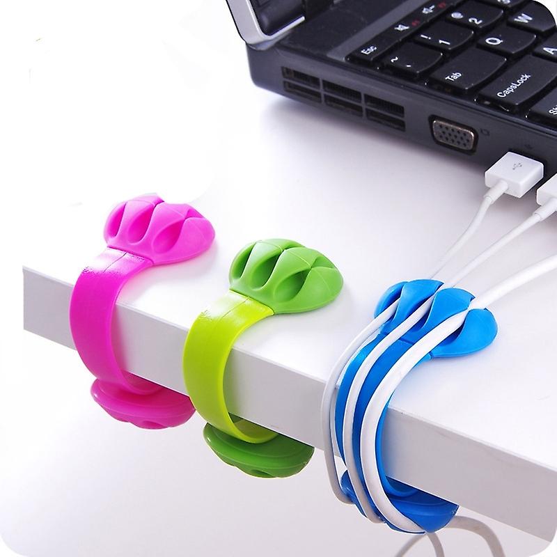 3pcs Desktop Plug Wire Arrangement Fixing Clip Hub Power Cord Winder Snap Wire Organizer