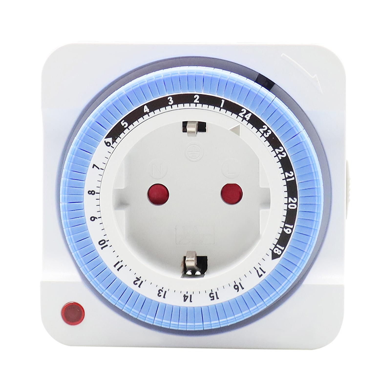 24 Hour Mechanical Timer Outlet Programmable Electrical Indoor Wall Plug Switch with On Off Control Accurate Timing