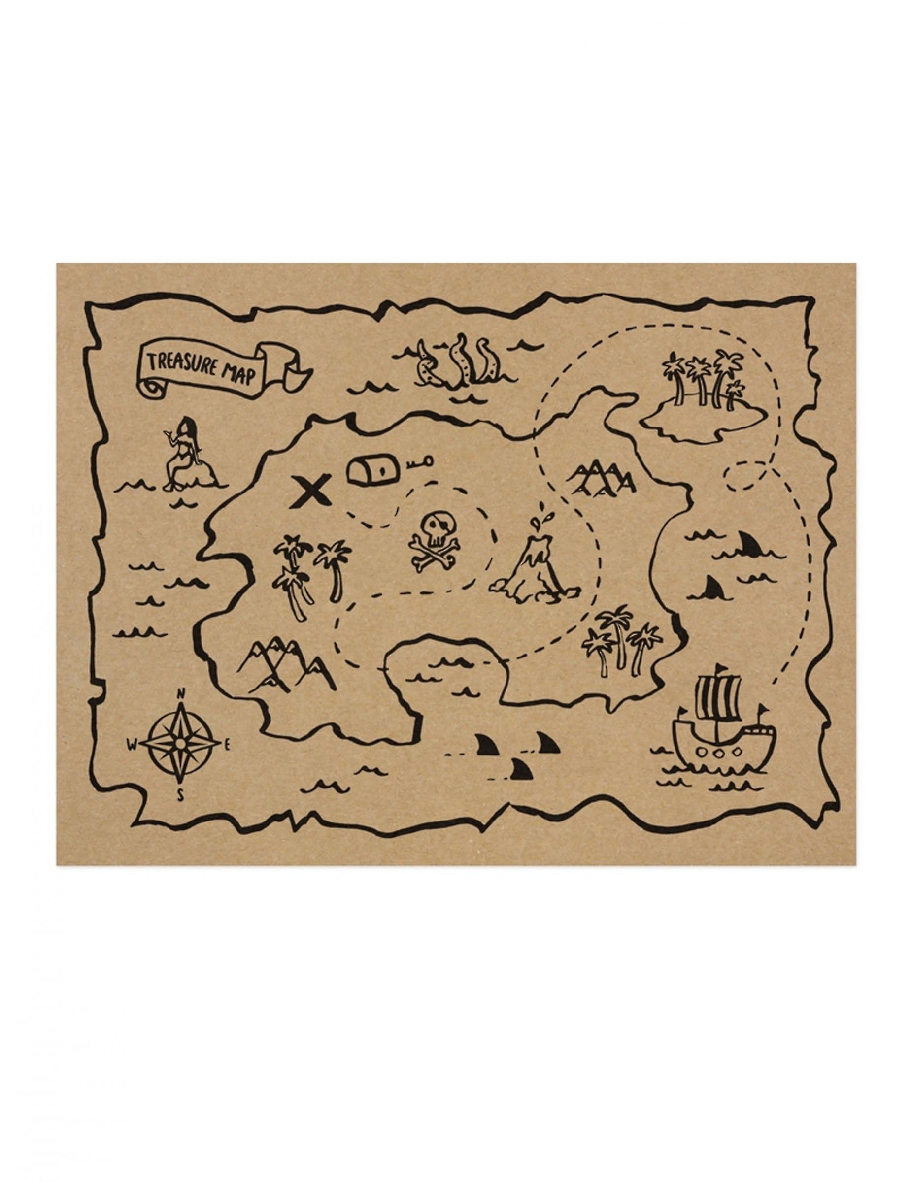 7 Kraft treasure map paper table sets 40 x 30 cm