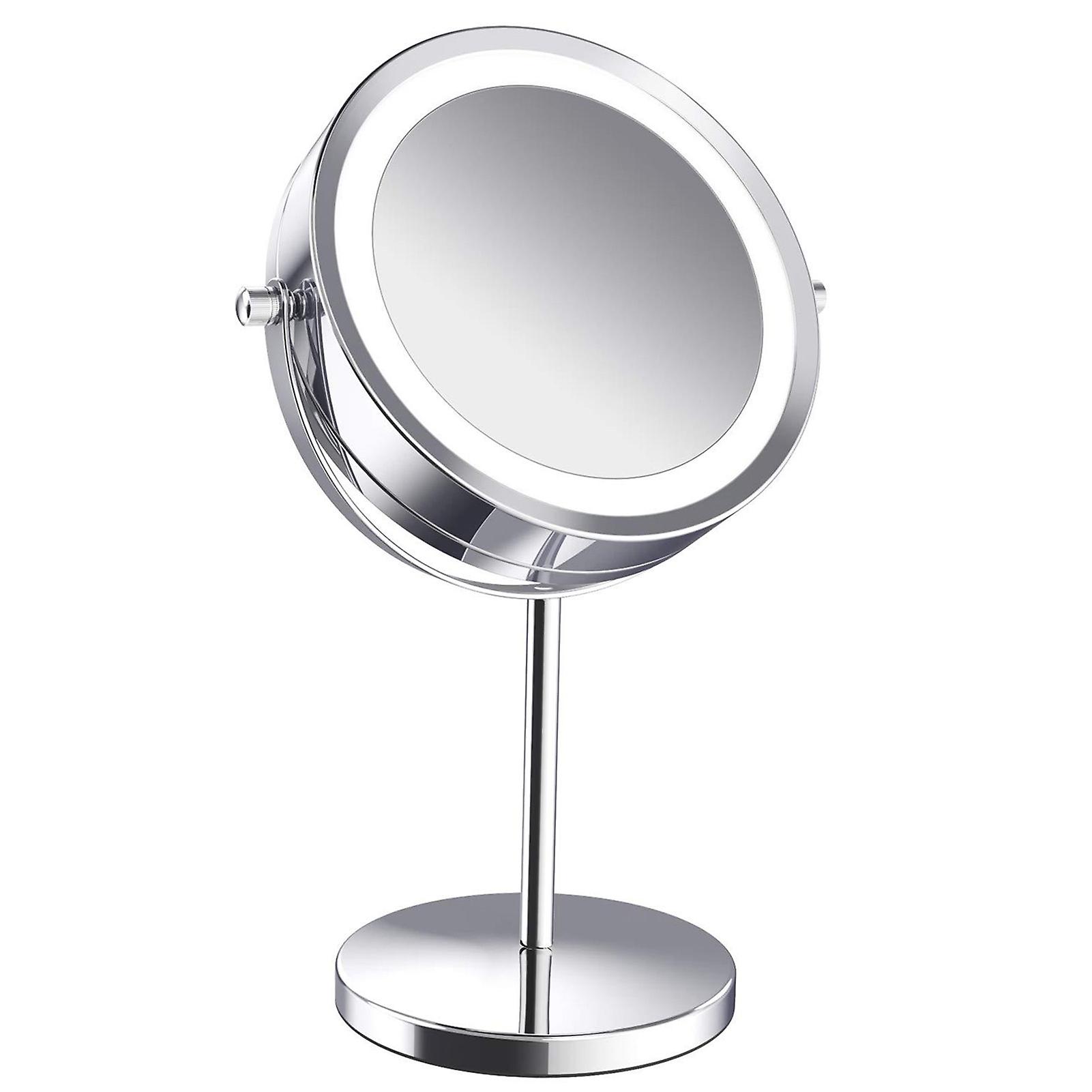 Magnifying Makeup Mirror with LED Light Double Sided 5X Magnification 360 Degree Rotation Vanity Mirror Normal Type