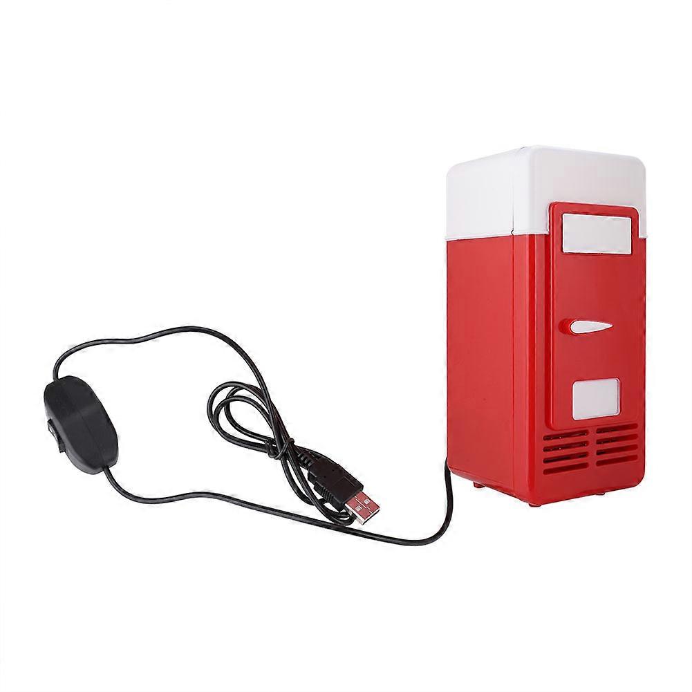 PC USB Mini Refrigerator Fridge Beverage Drink Can Cooler Warmer Red