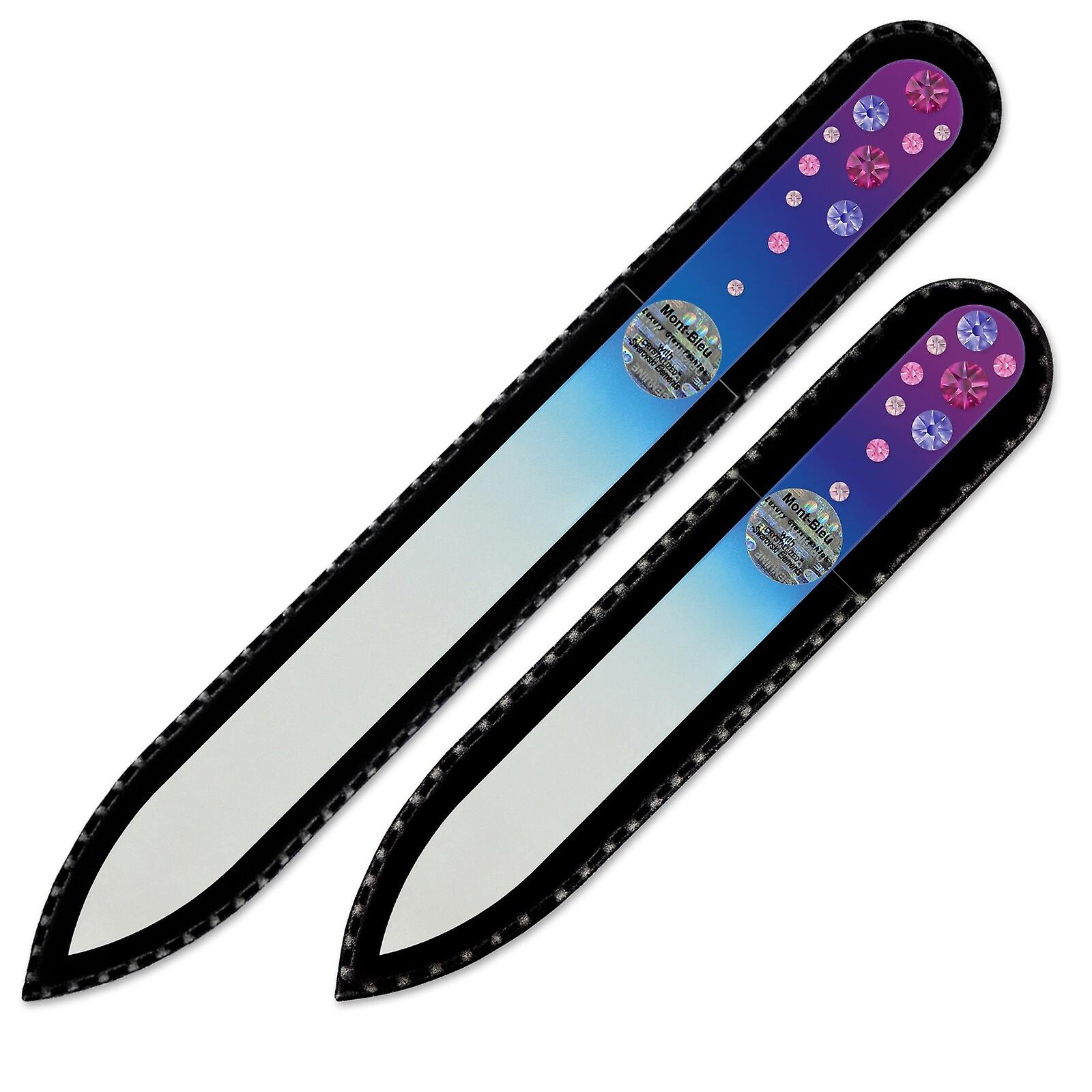 A set of 2 Colorful Crystal Nail Files with Swarovski crystals WC-MS - Fuchsia - Tanzanite