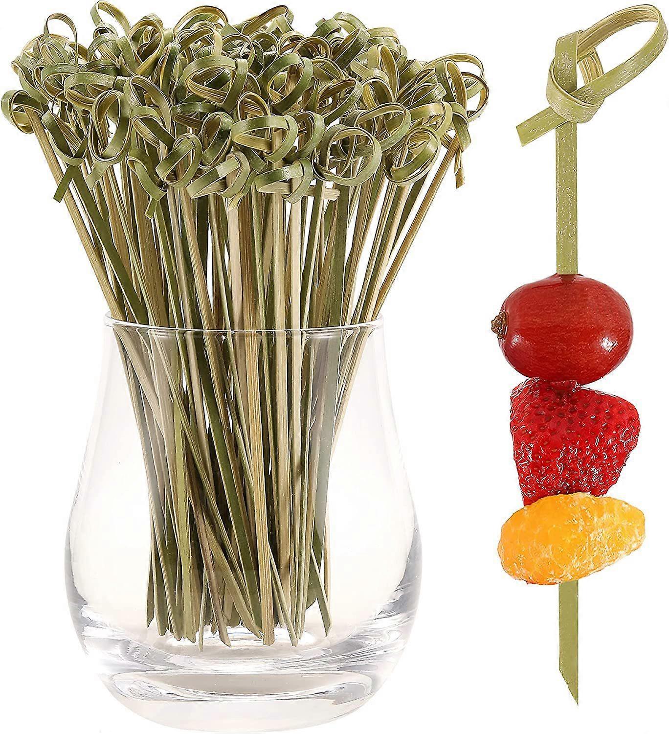 100pcs disposable natural Knot string Bamboo toothpick party cocktail slice fruit appetizer