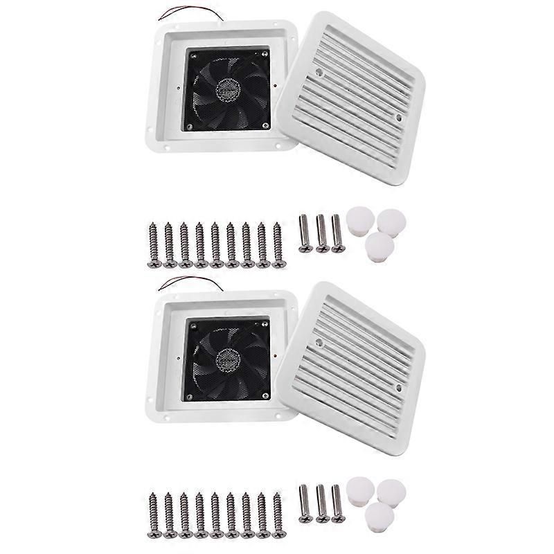 2 X 90MM 12 VOLT BRUSHLESS DC COOLING VENTILATION FAN CARAVAN