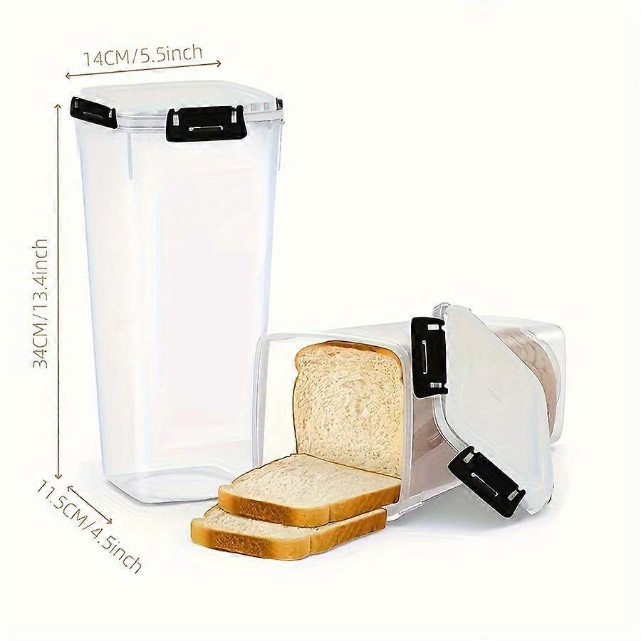 ラッチクロージャー付きプラスチックパンボックス、キッチン整理用の正方形の再利用可能なパンキーパー収納容器、パン、トースト、PA用の密閉可能なパンビン