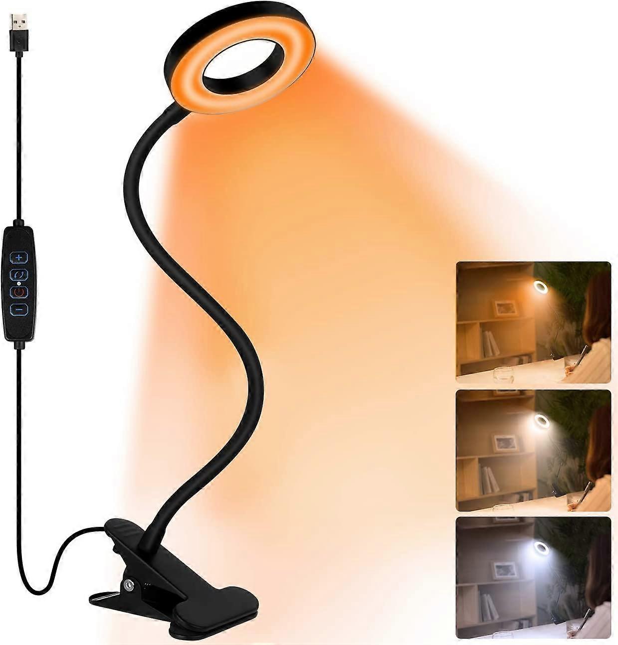 New product,Clip On Light Reading Light,48 LED Blue Light Blocking Amber Reading Lamp,3 Light Color Options,Dimm