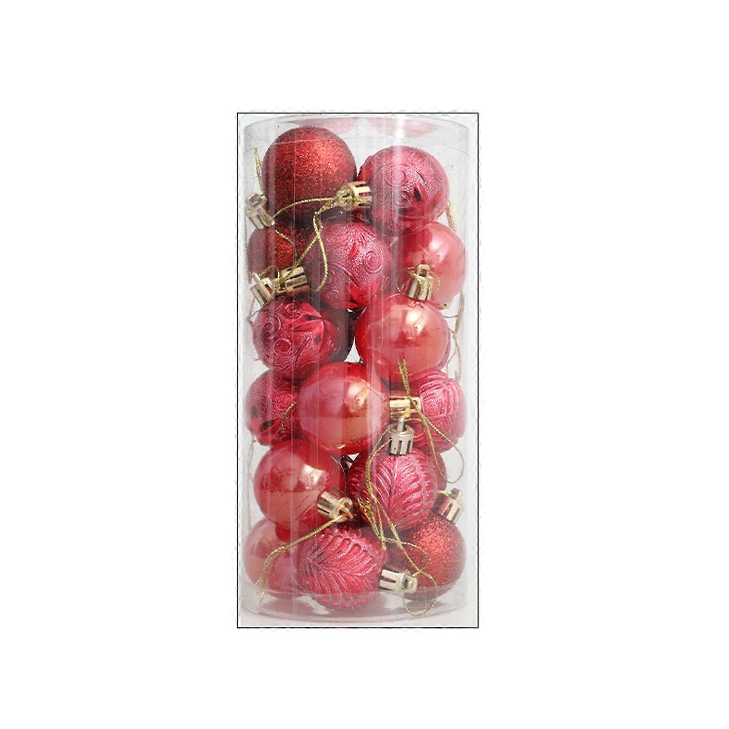 24Pcs Christmas Ball Diameter 4cm Diverse Styles Easy to Hang Exquisite Colorful Holiday Wreath