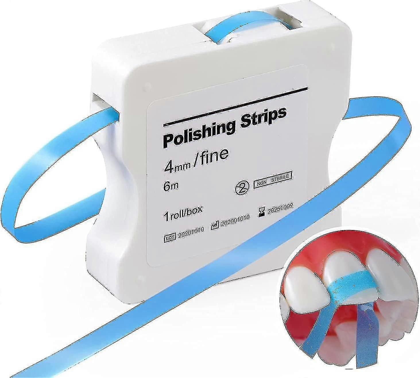 牙科砂纸，牙科抛光条，抛光条，牙科砂纸，精细尺寸 - 4mm 宽 - 6m/卷/盒，抛光工具（蓝色），硬件