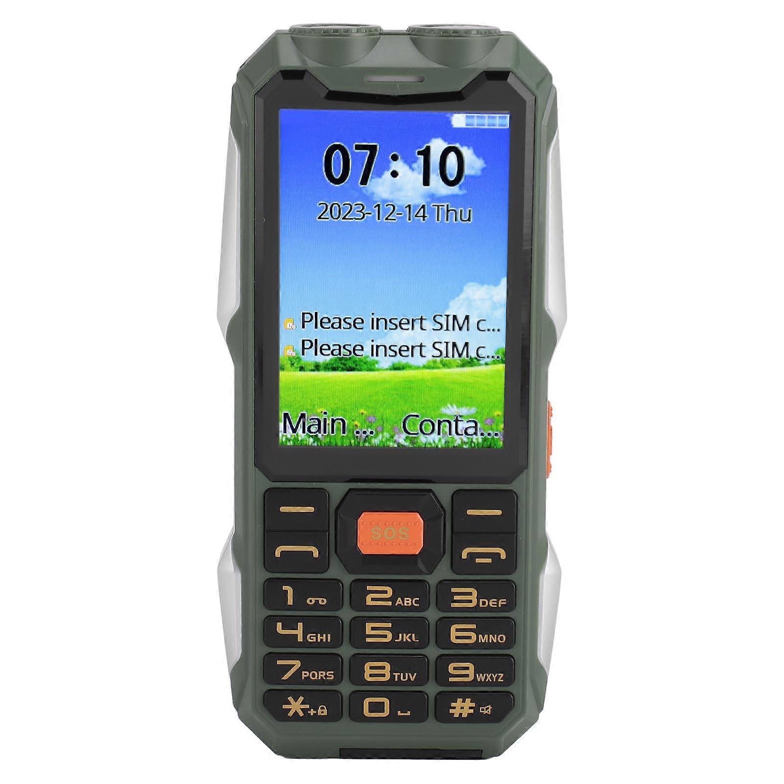 Telefono cellulare 4G LTE per anziani Schermo HD da 4,0 pollici Pulsante grande Trasmissione vocale Batteria da 18000 mAh Doppia scheda Dual Standby Telefono cellulare senior verde